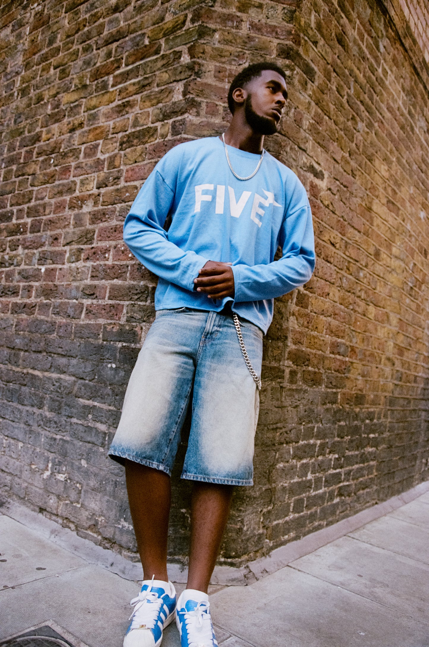 Five Star Long Sleeve Tee Blue