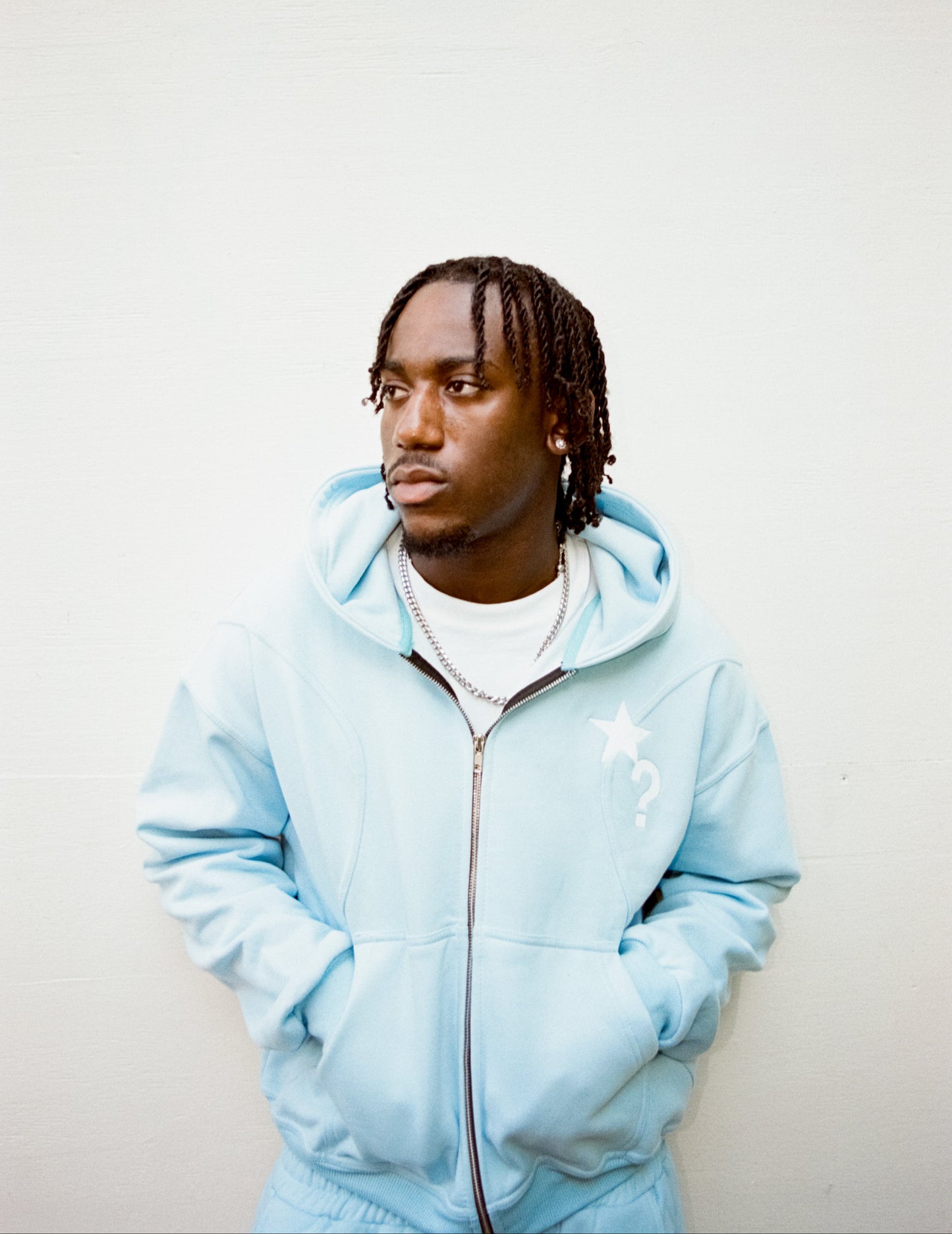 Fleece Zip-Up Hoodie Pastel Blue