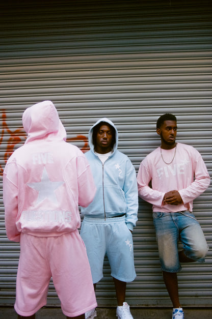 Fleece Zip-Up Hoodie Pastel Pink