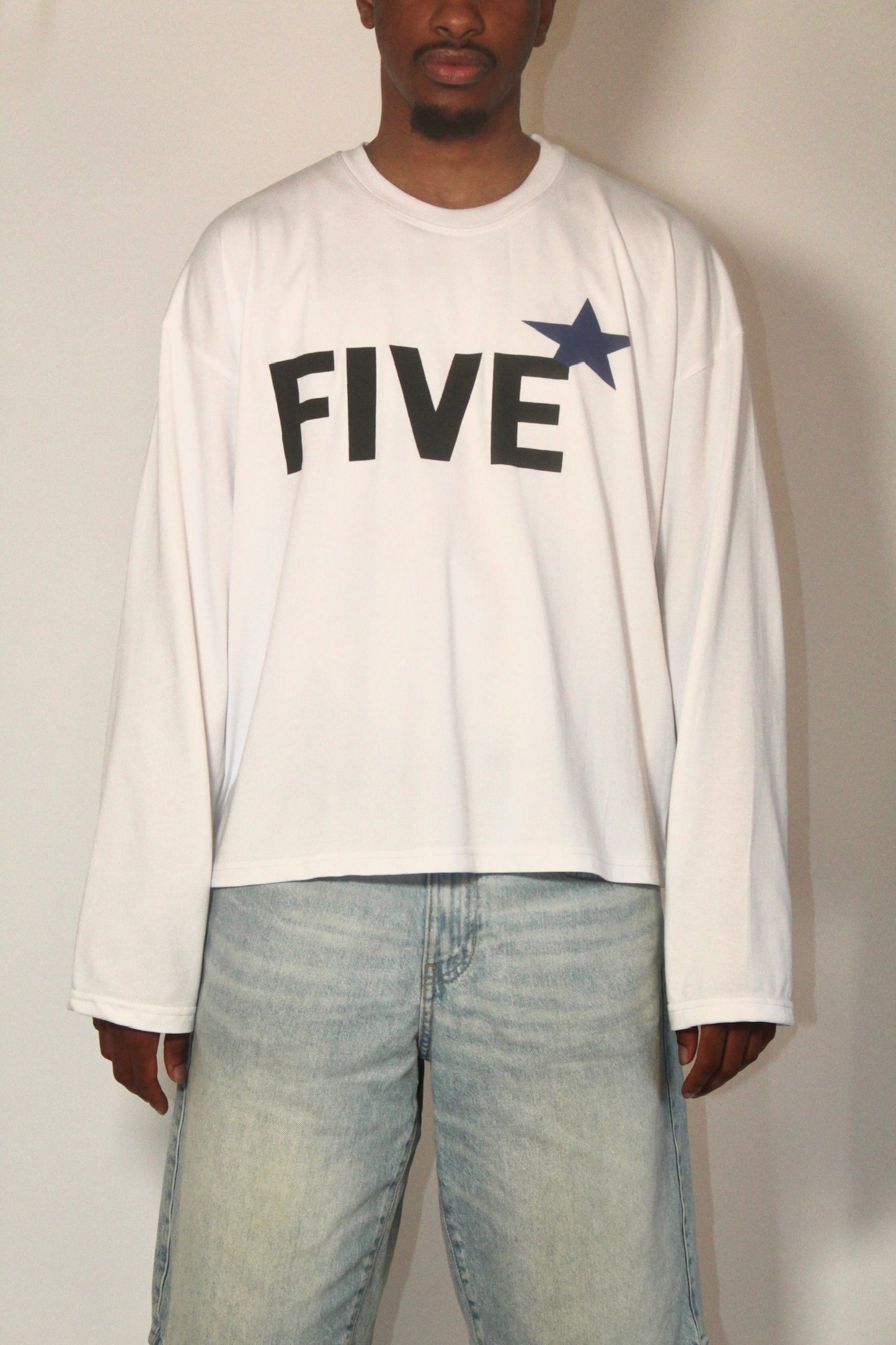 Five Star Long Sleeve Tee White
