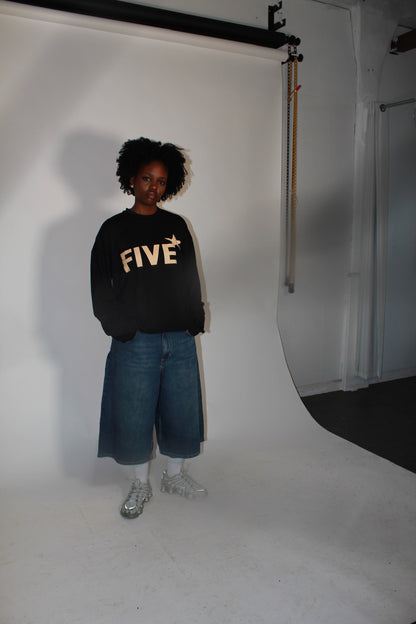 Five Star Long Sleeve Tee Black