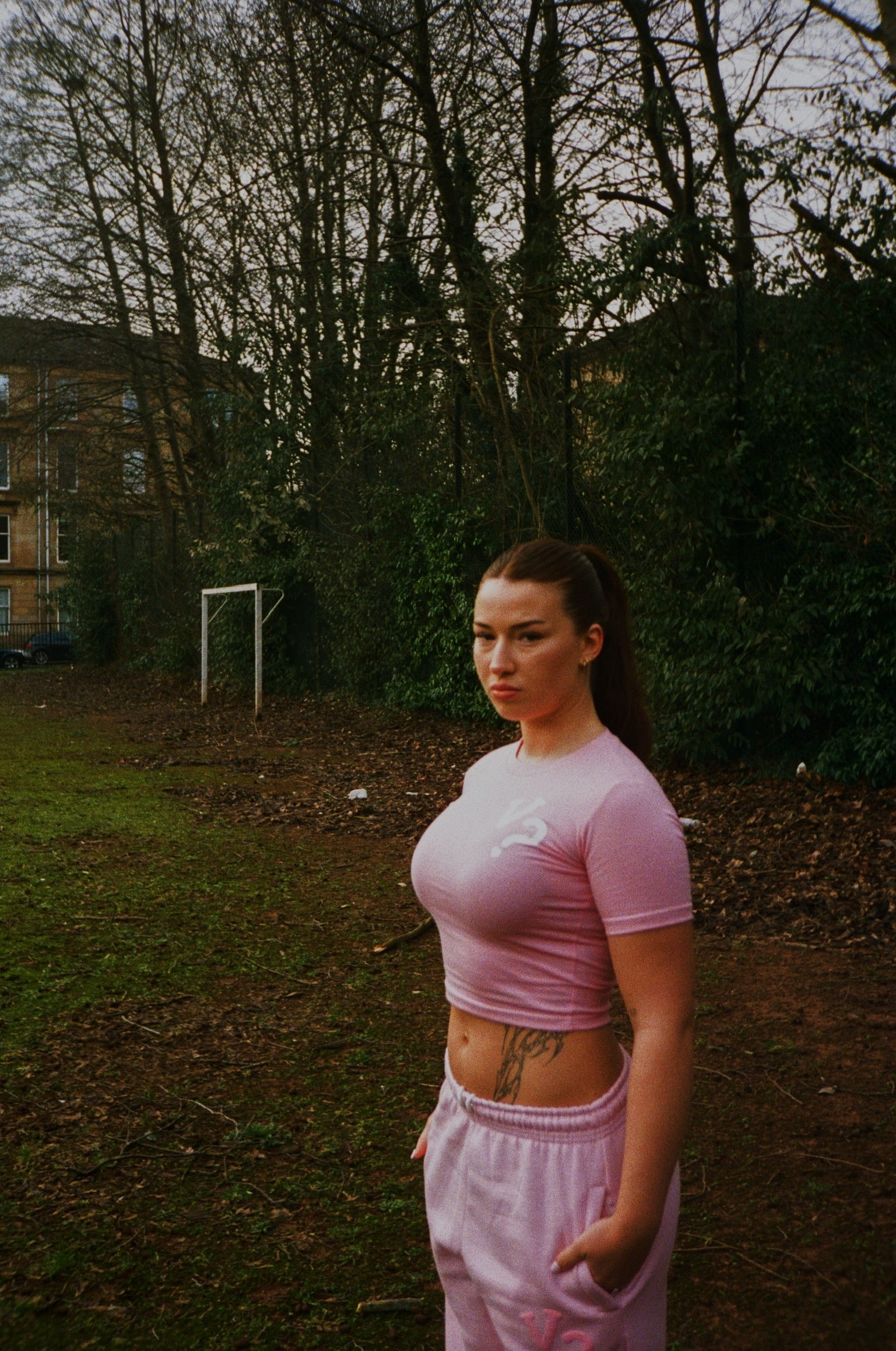 Ladies Pink Baby Tee