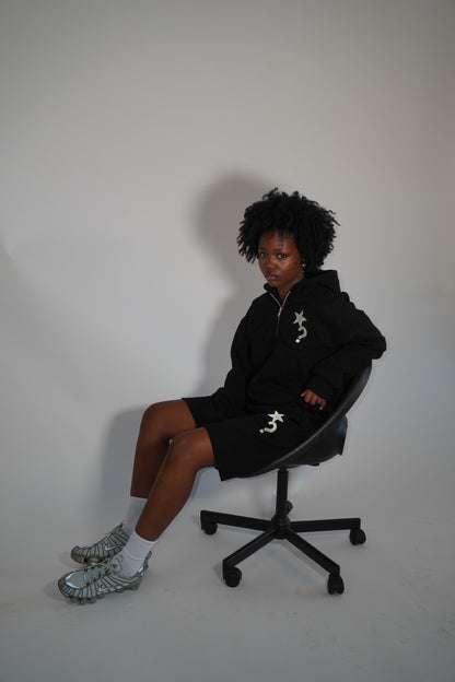 Fleece Zip-Up Hoodie Black