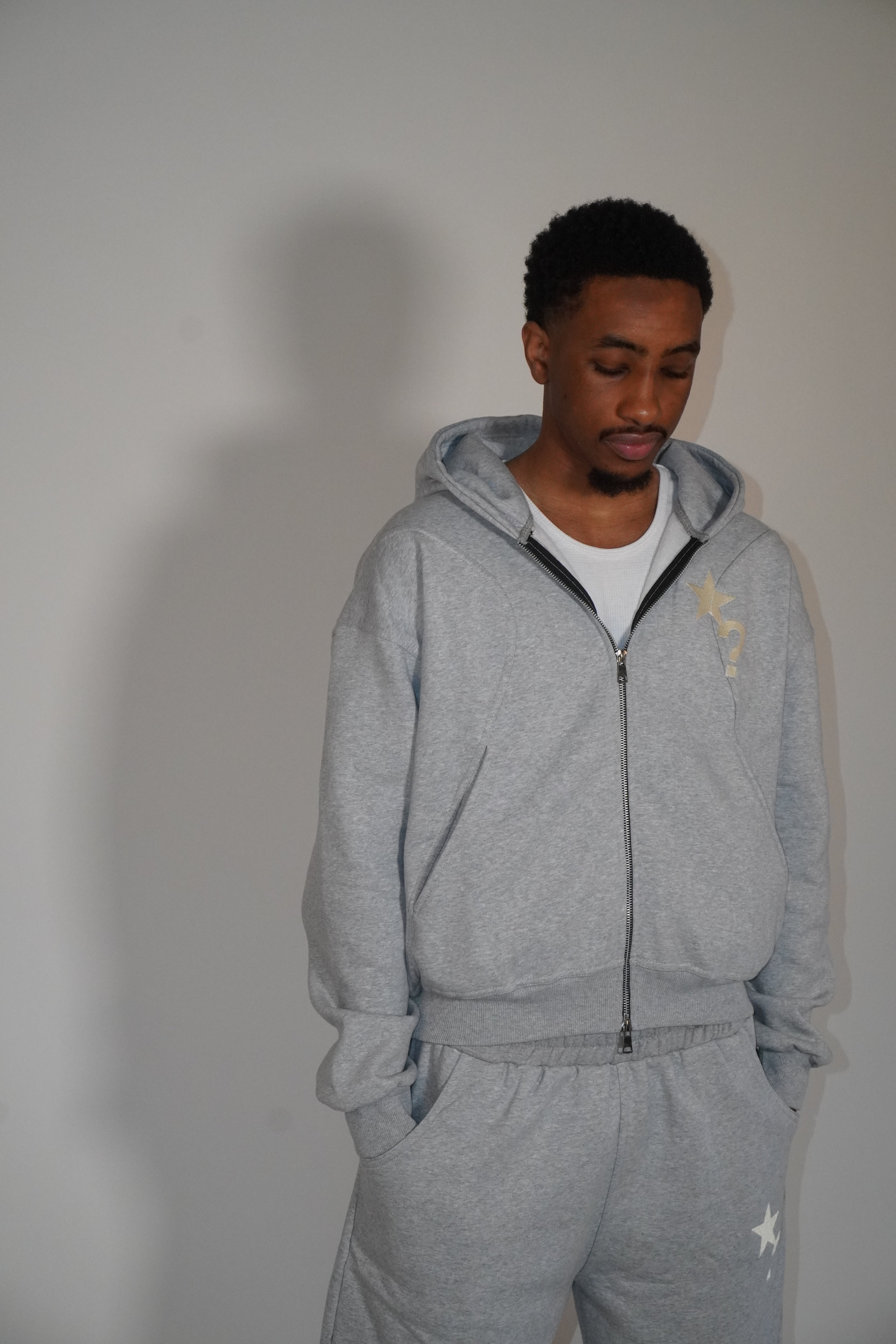 Fleece Zip-Up Hoodie Grey