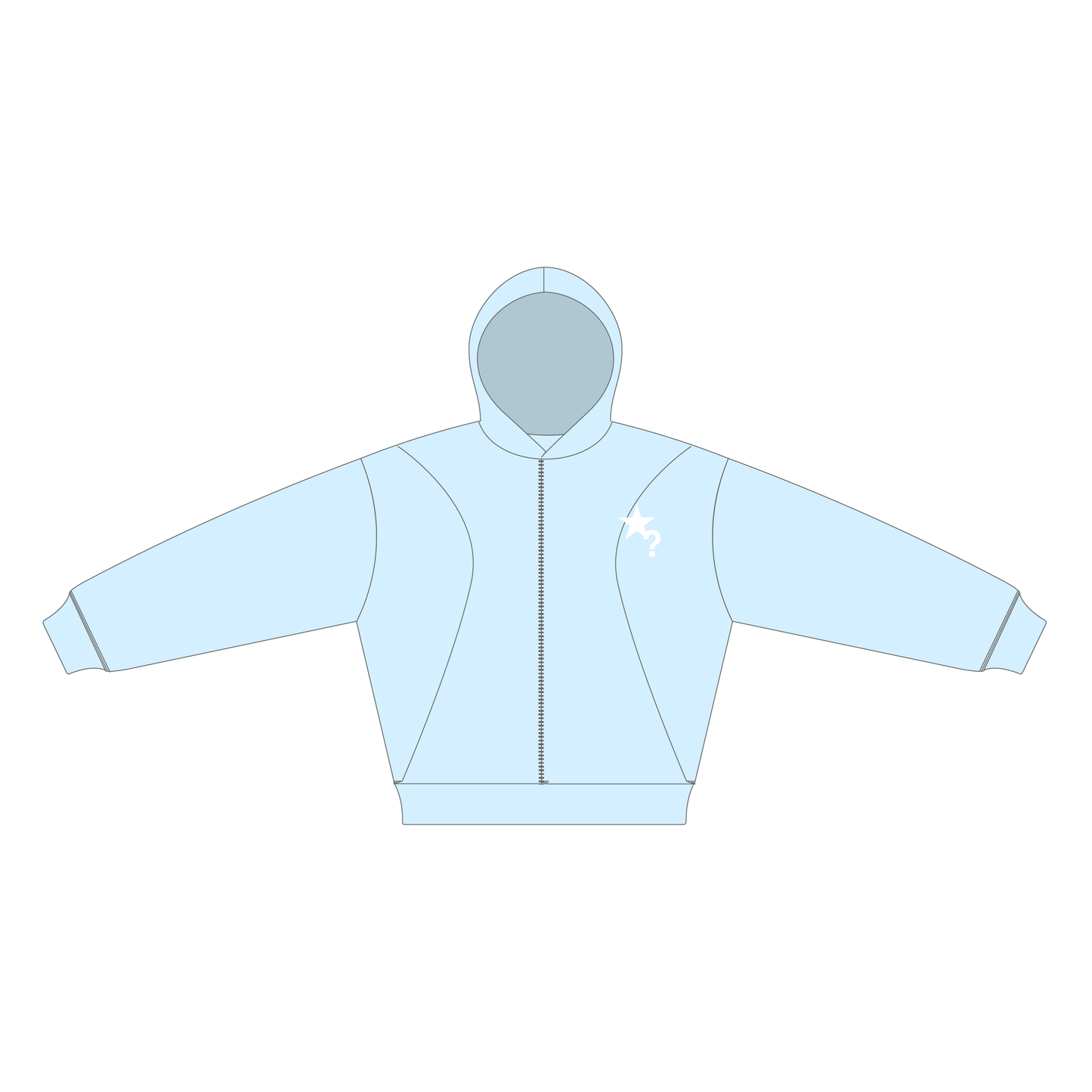 Fleece Zip-Up Hoodie Pastel Blue