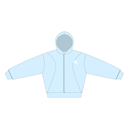 Fleece Zip-Up Hoodie Pastel Blue