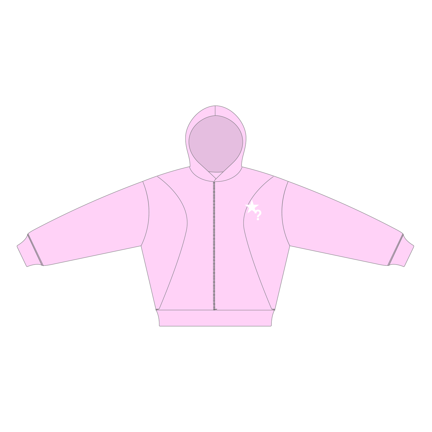 Fleece Zip-Up Hoodie Pastel Pink