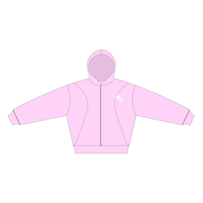 Fleece Zip-Up Hoodie Pastel Pink